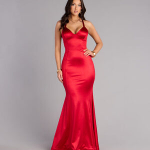 Windsor Macie Satin Open Back Mermaid Formal Dress Macie Satin Open Back Mermaid Formal Dress