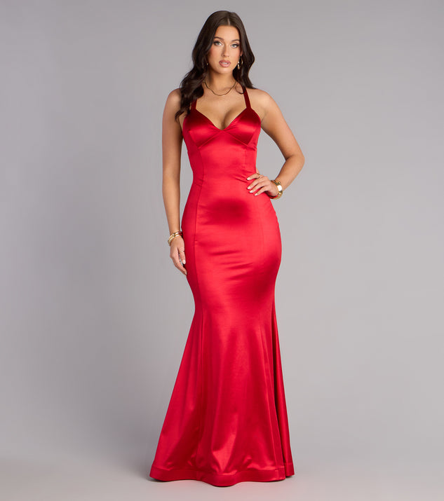 Windsor Macie Satin Open Back Mermaid Formal Dress