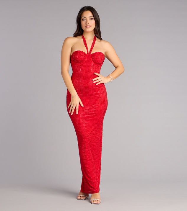 Windsor Mackinley Rhinestone Lace-Up Column Formal Dress