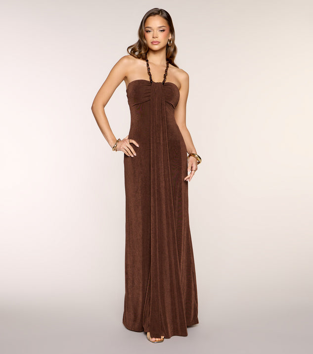 Windsor Maddie Halter Beaded A-Line Formal Dress
