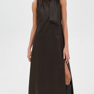 Maddox Faux Leather Scarf Maxi Dress