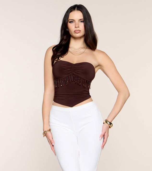 Windsor Made To Move Beaded Fringe Tube Top