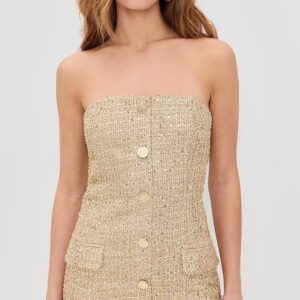 alice + olivia Madison Strapless Button Down Mini Blazer Dress