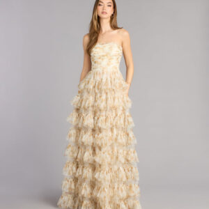 Windsor Madisyn Floral Lace-Up Ruffle Ball Gown Madisyn Floral Lace-Up Ruffle Ball Gown