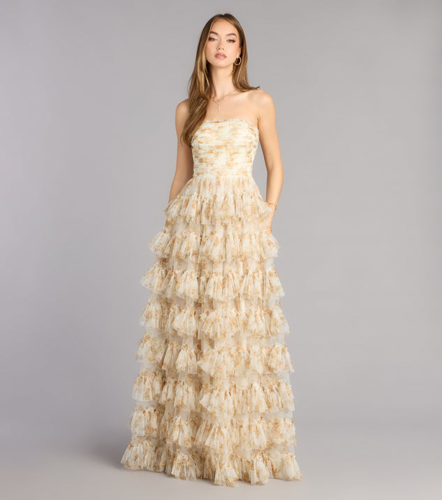 Windsor Madisyn Floral Lace-Up Ruffle Ball Gown