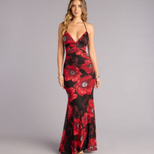 Mael Floral Rhinestone Mermaid Formal Dress