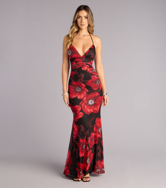 Windsor Mael Floral Rhinestone Mermaid Formal Dress