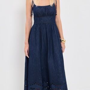Zimmermann Mahon Broderie Denim Midi Dress