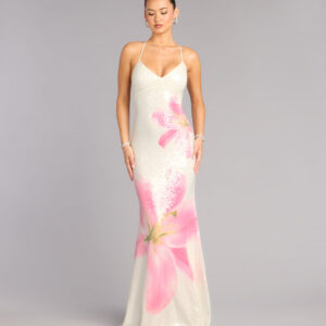 Windsor Maia Floral Print Sequin Mermaid Dress Maia Floral Print Sequin Mermaid Dress