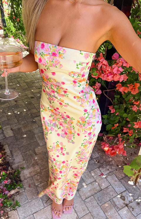 BB Exclusive Maiah Yellow Bloom Prom Dress