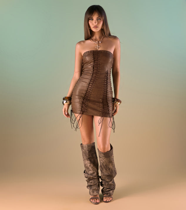 Windsor Main Event Energy Faux Leather Mini Dress