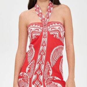 FARM Rio Majestic Coconut Tree Red Mini Dress Majestic Coconut Tree Red Mini Dress