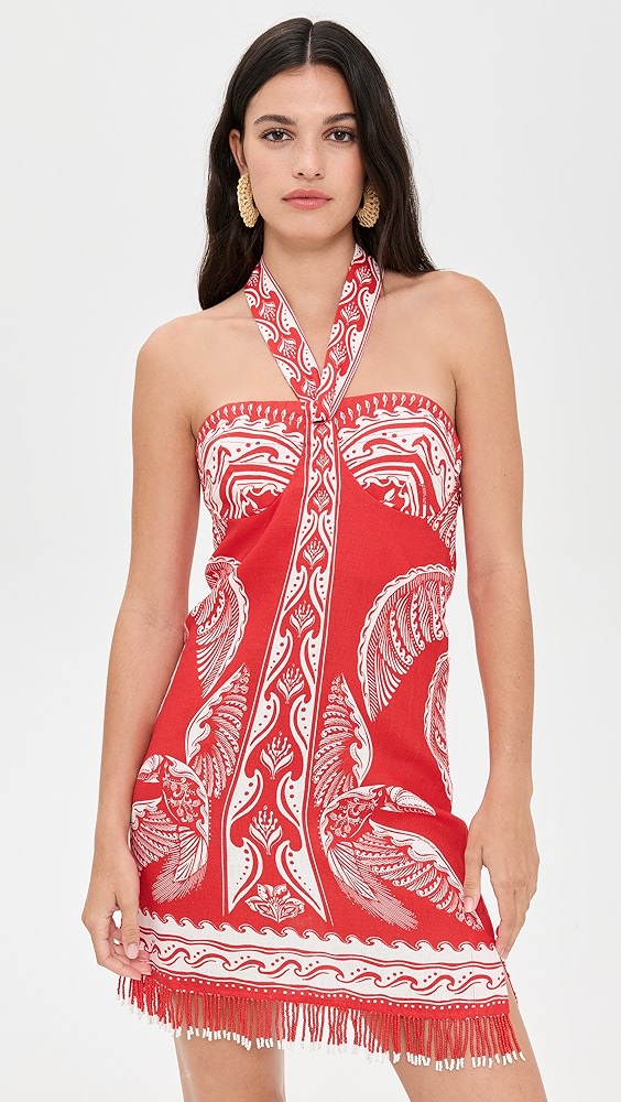 FARM Rio Majestic Coconut Tree Red Mini Dress