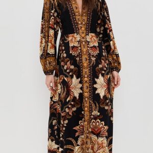 FARM Rio Majestic Garden Black Maxi Dress