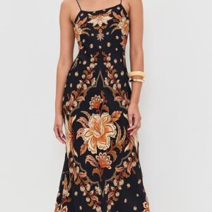 Majestic Garden Black Slip Dress