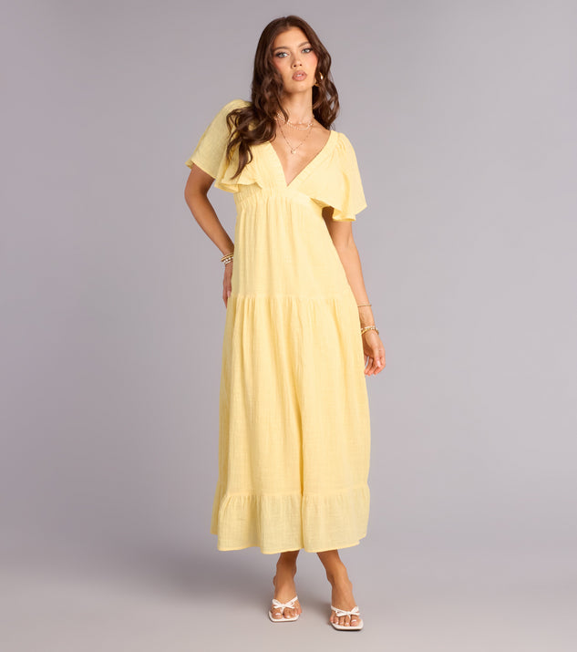 Windsor Major Fling Flutter Sleeve Maxi Dress