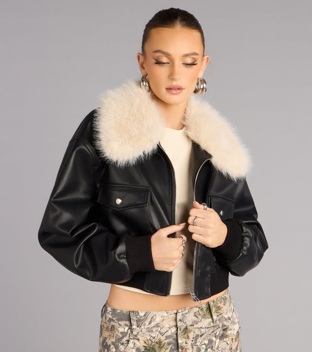 Windsor Major Mood Faux Leather Bomber Jacket