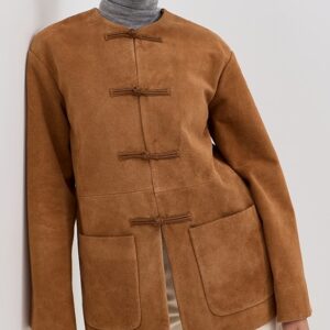 Róhe Mandarin Textured Suede Jacket