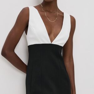 alice + olivia Mandy Deep Plunge Neck Mini Dress