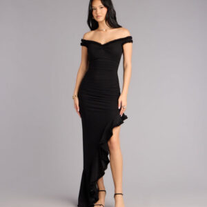 Mandy Mesh Off-The-Shoulder Formal Dress