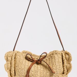 Marina Raffia Scallop Shoulder Bag