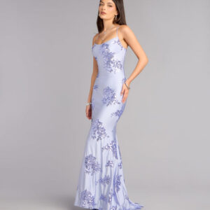Marissa Sequin Lace-Up Formal Dress