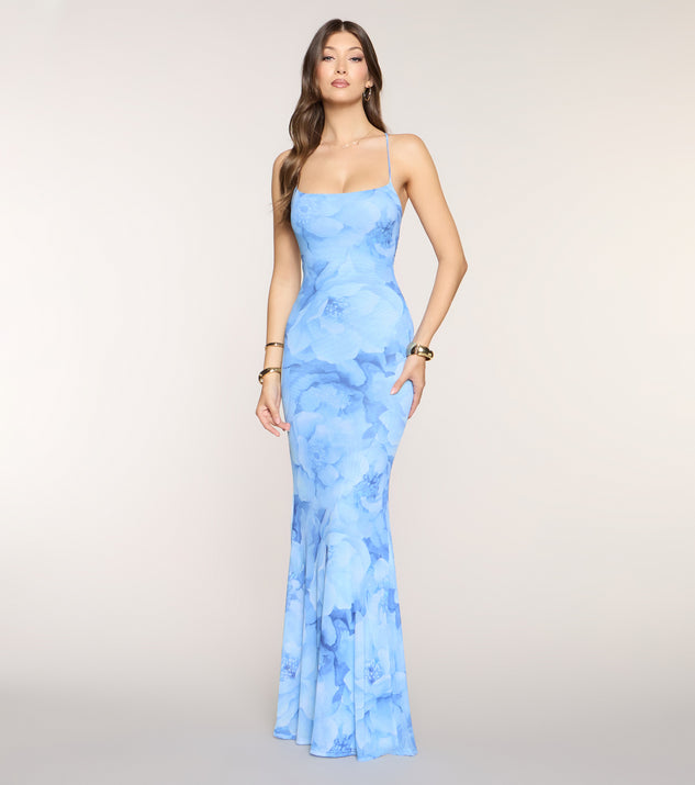 Windsor Marva Floral Lace-Up Mesh Formal Dress