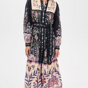 Marvelous Garden Black Long Sleeve Maxi Dress