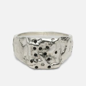Matte Pinky Ring With Black Swarovski