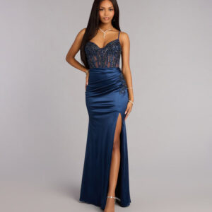 Windsor Maura Satin Sequin Corset Formal Dress Maura Satin Sequin Corset Formal Dress