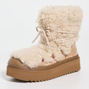 Tory Burch Mellow Shearling Lace Up Boots