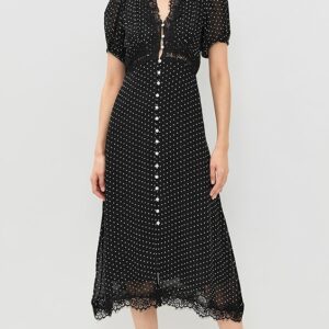 Sea Melody Polka-Dot Puff Sleeve Dress