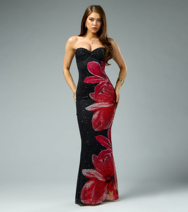 Windsor Melony Floral Beaded Formal Dress