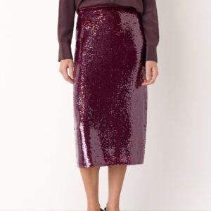 Merlot Sequin Midi Skirt