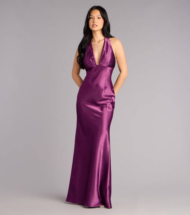 Windsor Meryl Satin Open Back Mermaid Formal Dress