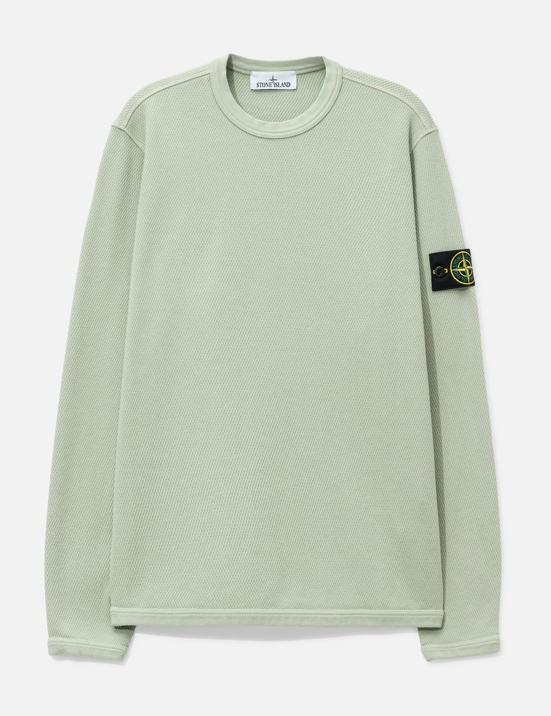 Stone Island Mesh Stitch Organic Cotton Fleece Crewneck Sweatshirt