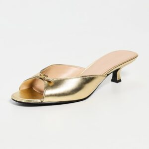 Coach Metallic Leather Kitten Heel Sandals