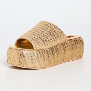 SIMONMILLER Metallic Raffia Cloudy Platform Sandals