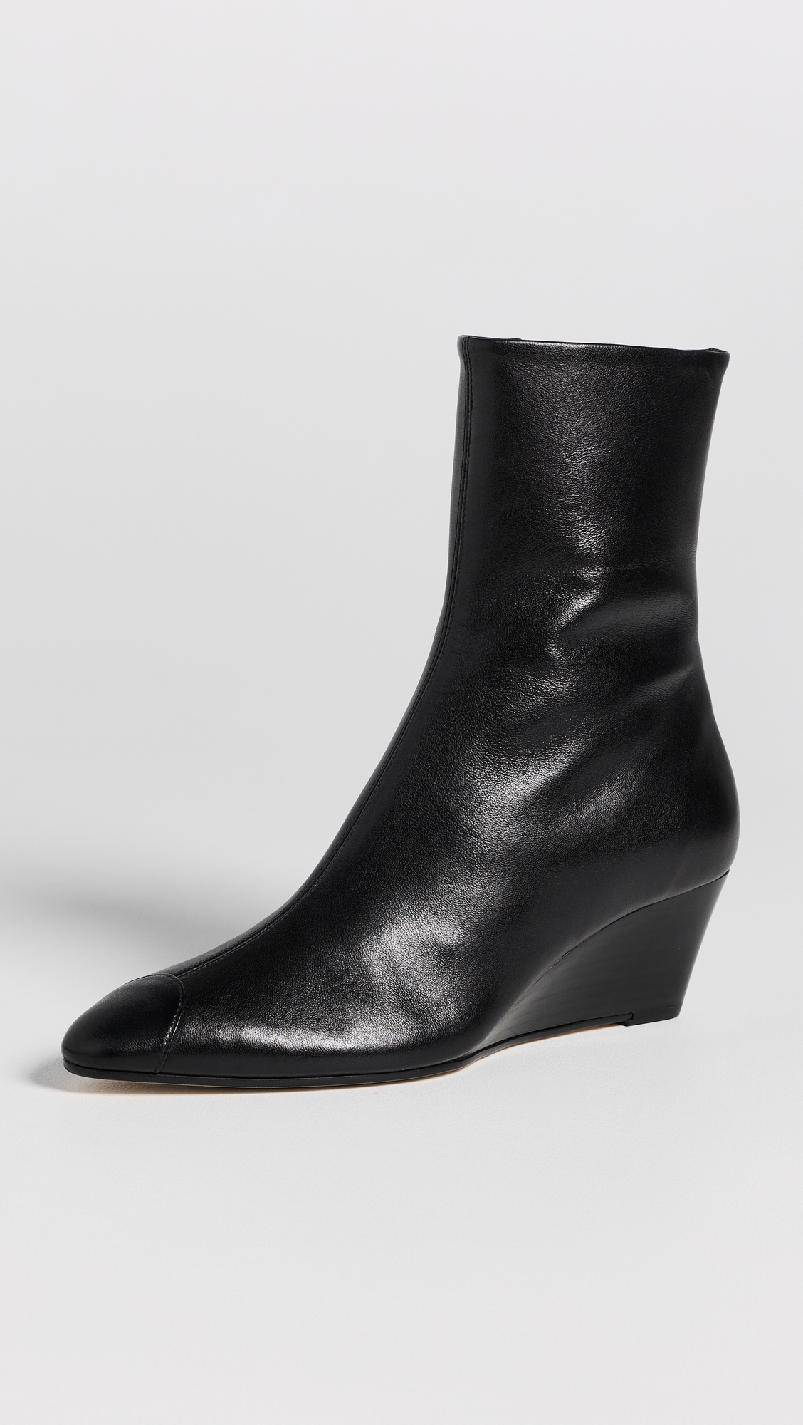 AEYDE Mia Cap Nappa Leather Wedge Booties