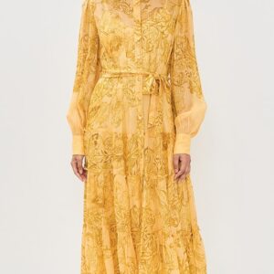 Midi Tiered Dress with Self Tie Belt and Slip