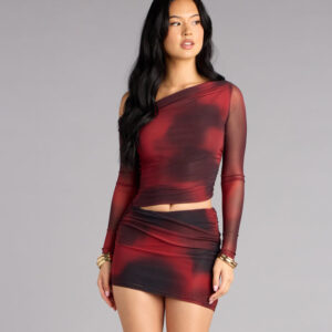 Midnight Ember Mesh Mini Dress