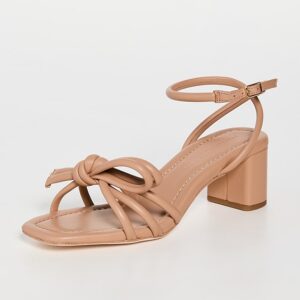 Loeffler Randall Mikel Leather Bow Mid-Heel Sandals