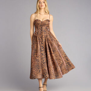 Windsor Misha Leopard Corset Midi Formal Dress Misha Leopard Corset Midi Formal Dress
