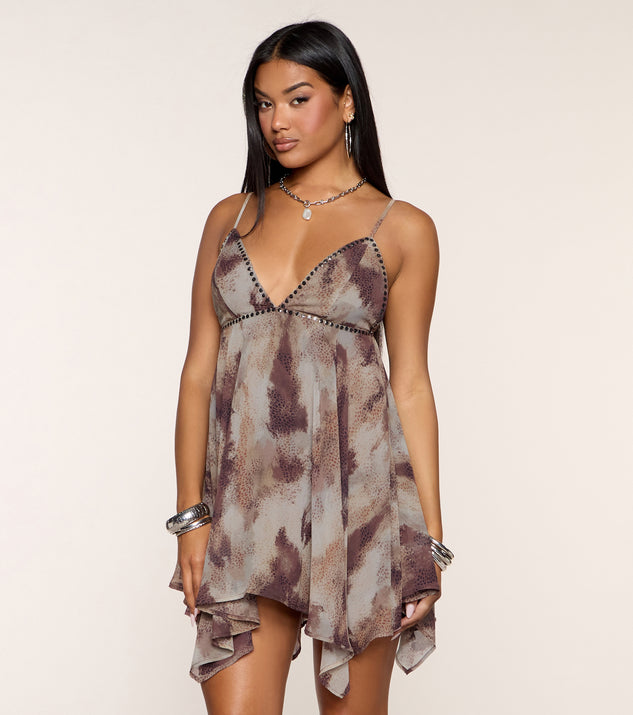 Windsor Miss Me Yet Abstract Babydoll Mini Dress