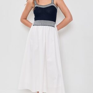 Mixed Media Knit Top Midi Dress