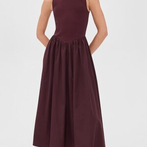 Mixed-Media Midi Dress