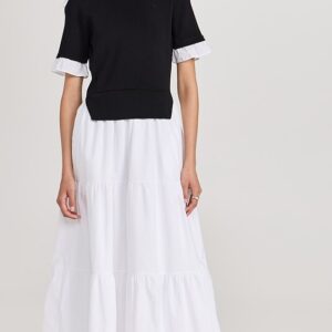 English Factory Mixed Media Short Sleeve Maxi Dress Mixed Media Short Sleeve Maxi Dress
