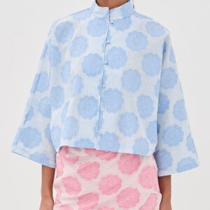 La Vie Style House Mod Flower Blue Everyday Shirt