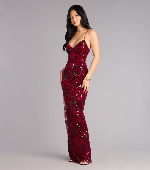Windsor Mollie Sequin Bead Column Formal Dress