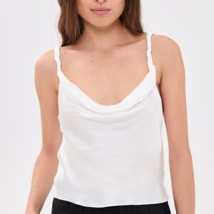 ALICE + OLIVIA Monique Twist Strap Cowl Neck Tank